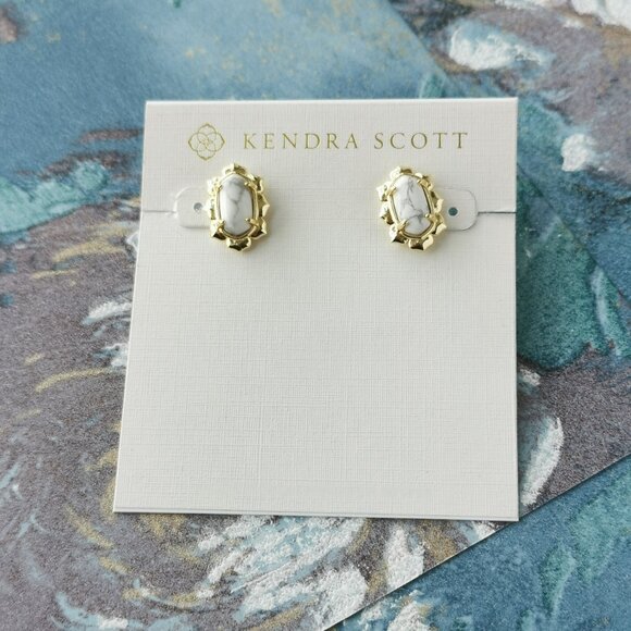 Kendra Scott Jewelry - Kendra Scott Piper Gold White Howlite Stud Earrings New w/dust bag